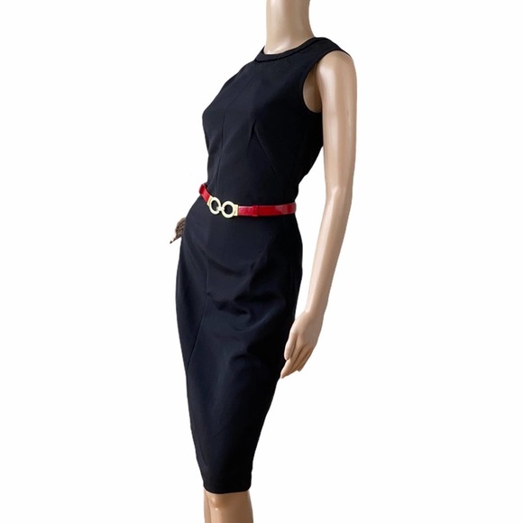 New D&G Dolce & Gabbana Black Sleeveless Velvet Trim Sheath Dress IT44/US8 - Picture 6 of 16